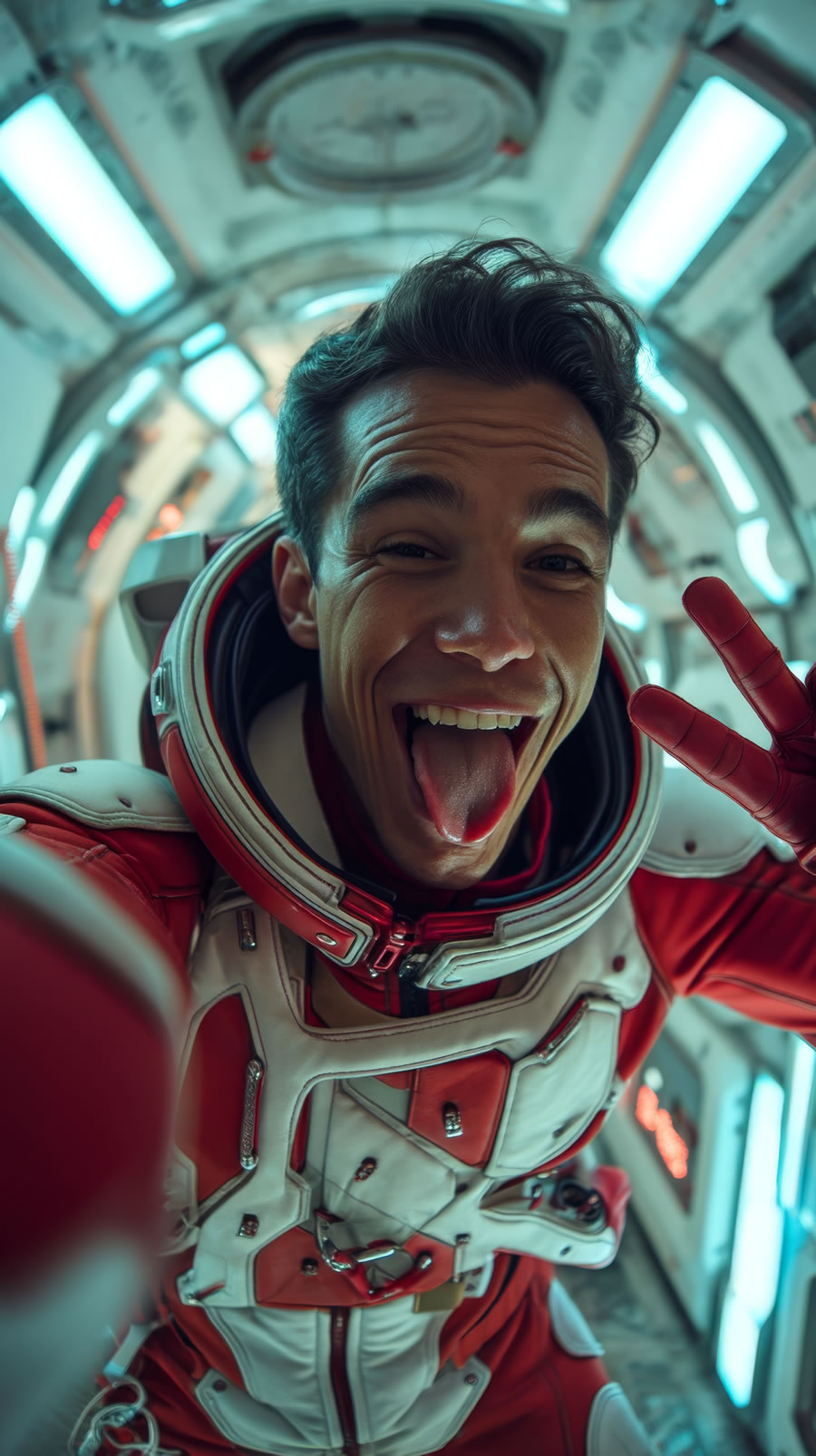 Crew en cabina, retrato sonriente